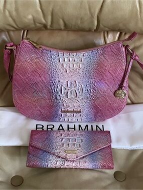 NWOT Brahmin Shayna Crossbody & Veronica Wallet Pink Melbourne Leather